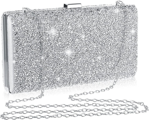 Clutch Purse Evening Bag Women Rhinestone Glitter Handbag Double Sided with Chain Crossbody Purse Shoulder for Wedding Party...