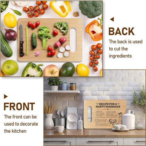 Wedding Bamboo Cutting Board Gifts, Recipe For A Happy Marriage Home Kitchen Decor, Engagement Bridal Shower Gifts For Couples Newlyweds Bride Gro...