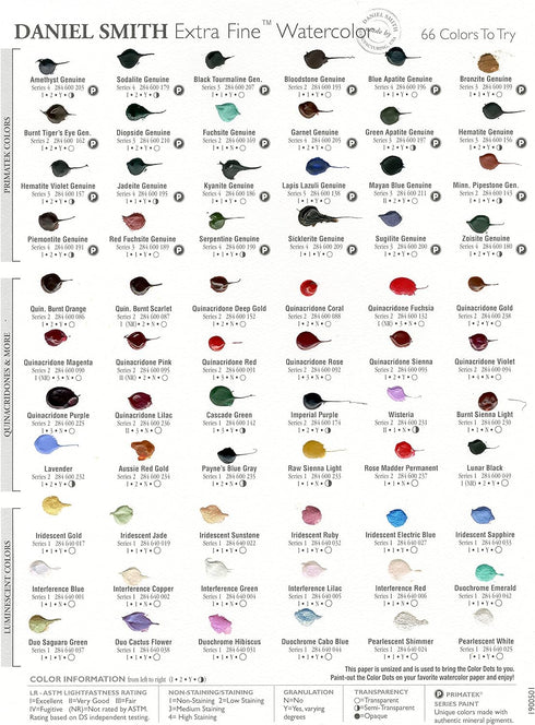 Daniel Smith 001900501 Extra Fine Watercolor 66-Dot Try-It Card, Multi Color...