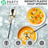 Party Bargains Disposable Plastic Black Gold Soup Spoons, Infinity Modern Design Utensils, 20 Pack...