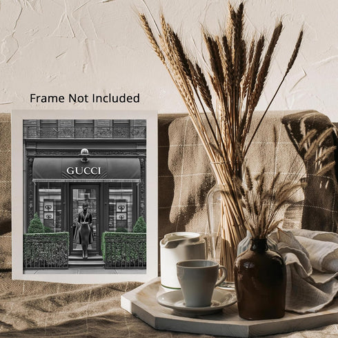 Posterizer 1 pcs-black and white luxury fashion store front 2-Photography Art-Retro Art- Gift for Women, Fashionistas, Designer Fashion Fans- unfr...