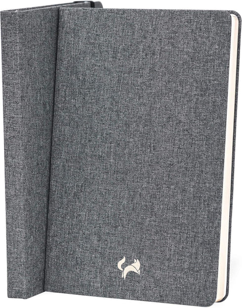 JUMPING FOX DESIGN Linen Fabric Premium A5 Hardcover Lined Notebook Journal, Medium 5.6 x 8.4 inches, 100gsm Quality Paper, Numbered Pages, Inner ...