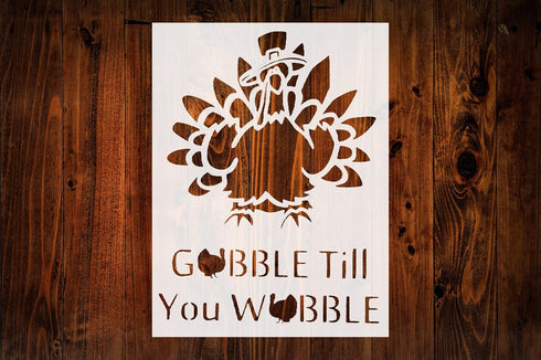 Thanksgiving Turkey "Gobble Till You Wobble" Stencil, Reusable & Sturdy, 8.5" x 11", Holiday Art & Craft Template...