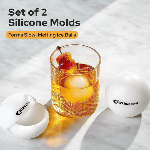 Silicone Ice Molds Set of 2 - Circle Ice Cube Molds for Large Round Ice Balls - Ideal Sphere Shaped Big Ice Balls for Whiskey, Bourbon, Scotch, an...