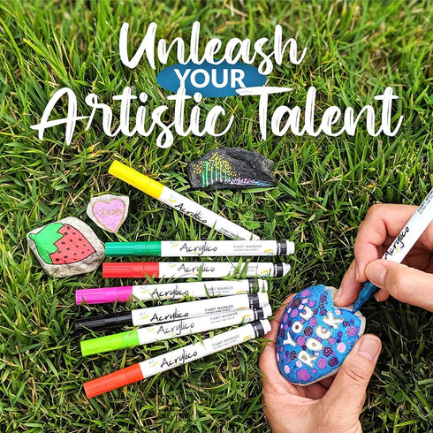 Acrylico- 12 Paint Pens Acrylic Markers Paint Markers For Metal-Fabric Paint Pens, Art Supplies, Acrylic Paint Markers, Acrylic Paint Pens rock pa...
