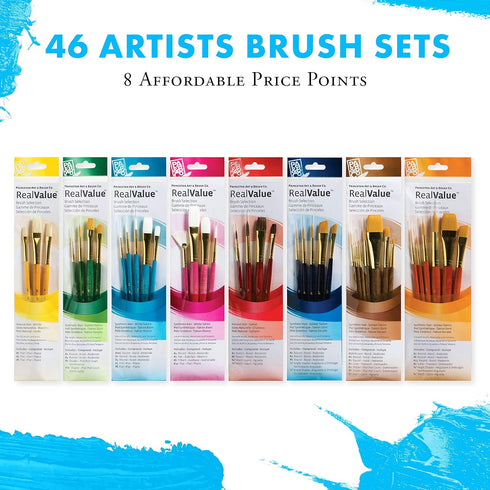 Princeton Real Value, Series 9100, Paint Brush Sets for Acrylic, Oil & Watercolor Painting, Syn-Gold Taklon (Rnd 1, 6, 12 Liner 2, ANG Shader 1/2,...