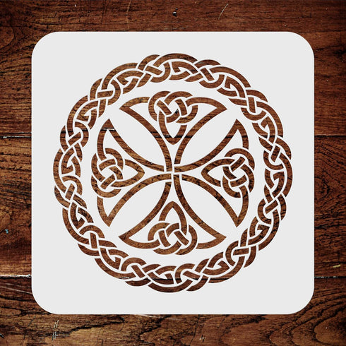 Stencils for Walls: Celtic Cross Stencil,6.5 x 6.5 inch (S) - Irish Celts Viking Cross Ornament Knotwork Design Woven Ethnic Braided Protection Kn...