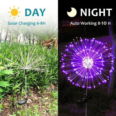 JJGoo Solar Garden Lights Solar Firework Lights, 2 Pack 180 LEDs 2 Lighting Modes Solar Lights Outdoor Waterproof for Garden Patio Walkway Pathway...