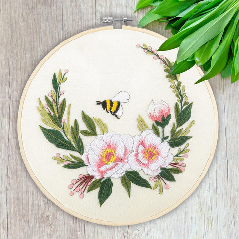 3 Sets of Full Range Embroidery Kits for Adults, Stamped Embroidery kit Include Stamped Embroidery Cloth with Floral Pattern, Embroidery Hoops, Co...