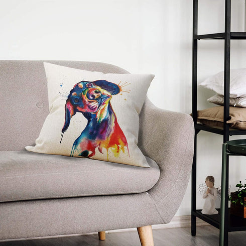 Mancheng-zi Dachshund Gifts, Pillow Covers 18x18,Dachshund Mom Gifts,Dachshund Decor Linen Cushion Cover for Sofa Couch Bed,Funny Dachshund Pillow...