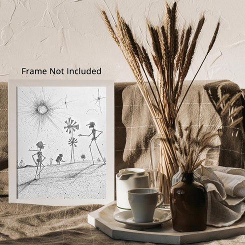 Posterizer 1 pcs-minimalist pencil drawing style-Don Quixote and his loyal squire inspired art 1-Men's Art Collection Gifts for Men Decor for Home...