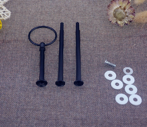 Metal 3 Tier 13 Inch Cake Stand Handle Cake Plate Stand Centre Handle Fittings - Fruit Heavy Plate Handle Fittings Round Hardware Rod (Black)...