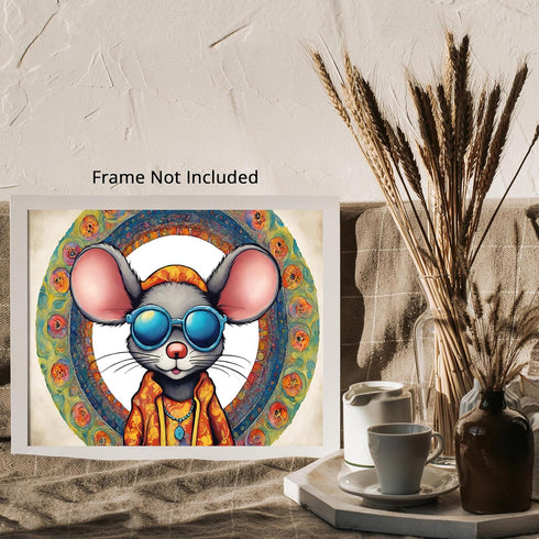 Posterizer 1 pcs- psychedelic funky hippie colorful mouse-Fantasy & Fiction Art-Retro Art- Living Room Bedroom Decor- unframed wall art...