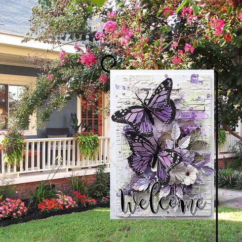 Large Garden Flags 28 X 40 Double Sided,Welcome Yard Flags Summer Garden Decor for Outside,Butterfly Flower Yard Decorations for Home Outdoor...