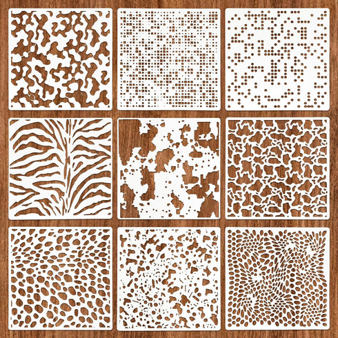 9 Pcs Camo Stencils for Spray Paint, Camouflage Spray Paint Templates Camo Pattern Stencil Kit Camo Paint Stencils for Boat Metal DIY Crafts...