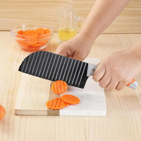 Crinkle Cutter for Veggies, VITUER Crinkle Cut Knife for French Fry, Vegetable, Potato, Cucumber, Carrot and Fruit, Stainless Steel Wave Fries Cut...