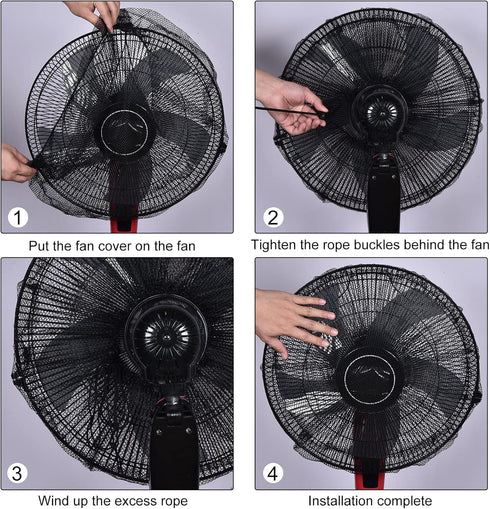 MECCANIXITY Mesh Electric Fan Dust Cover 25.6 Inch Protection Cover Washable Dustproof Finger Protector Net, Black...