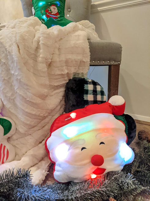 Tache Squishy Light Up Glowing Christmas Santa Claus Microbead Throw Pillow LED Lights...