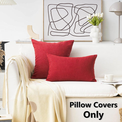 Home Brilliant Lumbar Pillow Covers 12x20 for Linen Rectangular Throw Pillow Covers Dark Red Cushion Covers for Kids Room Nursery, 12 x 20(30x50cm...