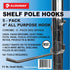 Shelf Pole Hooks | 5-Pack 4" All-Purpose Hooks | Chrome | Heavy-Duty Snap-On for 1" Metro, Wire, or Metal Shelving | Ideal for Garage, Kitchen & W...