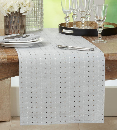Saro Lifestyle Stitched Line Table Runner, Grey, 16" x 72"...