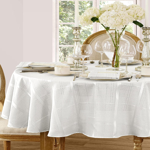 Newbridge 60 x 84 Inch Oval Fabric Tablecloth, Elegance Plaid, 100% Polyester, No Iron Soil Resistant Dining Room, Party and Banquet Table Cover, ...