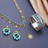 3 Pcs Western Jewelry for Women Bohemian Set, Gold Layered Necklace for Women, Faux Leather Layered Bracelet, Turquoise Beaded Huggie Hoop Earring...