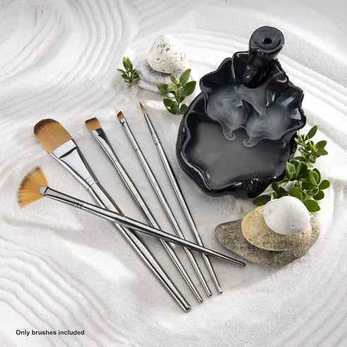 Royal & Langnickel Zen 5pc Standard Handle Brush Set, Includes - Oval Wash, Angular, Shader, Fan & Round Brushes...