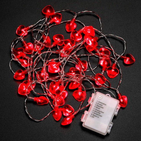 Luditek 14.7ft 40LED Mothers Day Decorations String Lights, Battery Operated Heart Shape Hanging Garland Valentines Day Decor for Indoor Outdoor H...
