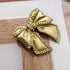 Baroque Vintage Imitated Pearl Hemmed Gold Metallic Bow Brooch Pin Costume Jewelry...