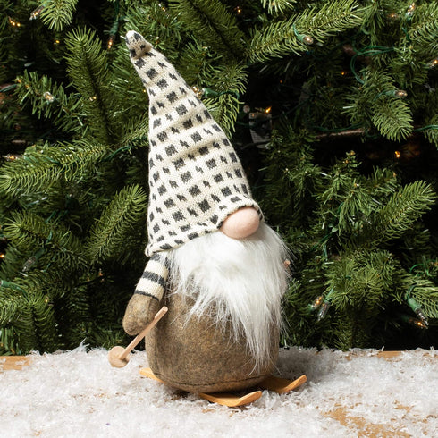 Napco Imports Skiing Snow Santa Gnome Medium 13 Inch Stuffed Christmas Tabletop Decoration...