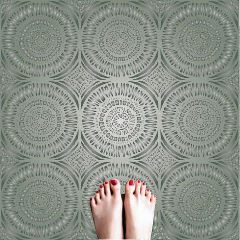 Mudcloth Mandala Stencil, 12.5 x 12.5 inch (L) - Tile Size Reusable African Wall Floor Furniture Stencils for Painting Template...