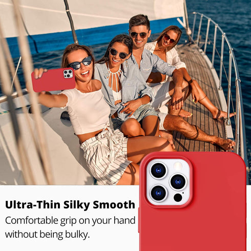 IceSword iPhone 12 Pro Max Case Red, Thin Liquid Silicone Shockproof Phone Case Cover, Red Cute Men Women Cool Fun, Gel Rubber Drop Protective 6.7...