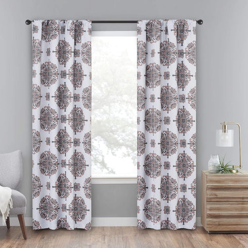 ECLIPSE Olivia Modern Farmhouse Room Darkening Thermal Rod Pocket Window Curtain for Bedroom (1 Panel), 37" x 95", Cameo...