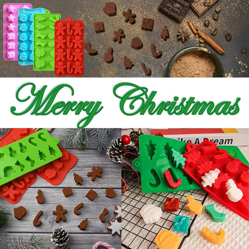 Christmas Shape Baking Mold Candy Mold Chocolate Molds including Christmas Tree Santa Head, Ideal for Christmas Party Home Baking DIY Crafts & Nov...