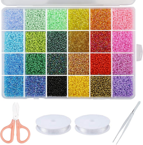 GREENTIME 22800pcs Glass Seed Beads for Jewelry Making Kit, Small Craft Beads 11/0 Waist Beads for DIY Bracelet Necklaces Crafting Jewelry Making ...
