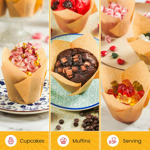 Tulip Cupcake Liners, Muffin Liners for Baking by Baker’s Signature – 150pcs of Parchment Paper Cups Cupcake Wrappers – Perfect Size, Sturdy, Grea...