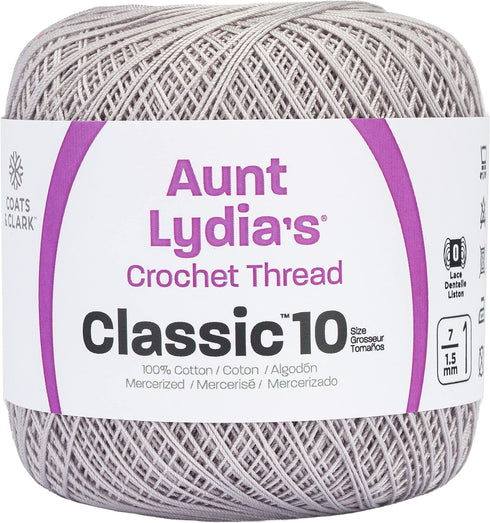 Aunt Lydia Coats Crochet 154-435 Crochet, Cotton Classic Size 10, Silver...