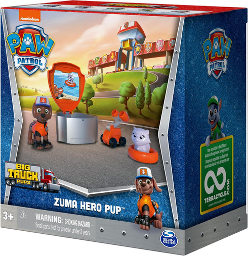 Paw Patrol, Big Truck Pups Zuma Action Figure with Clip-on Rescue Drone, Command Center Pod and Animal Friend Kids Toys Ages 3 and up...