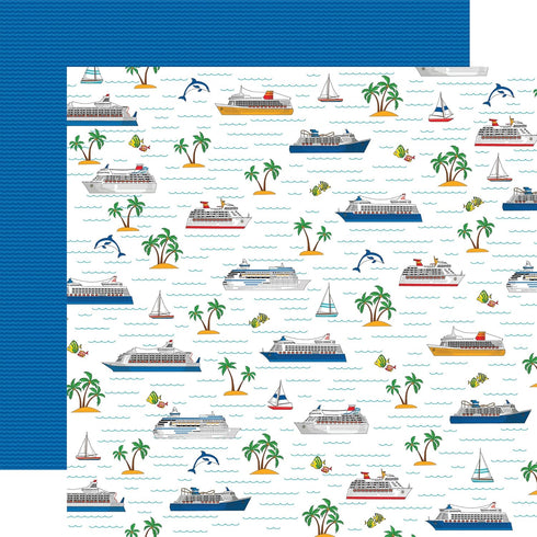 Cruise Scrapbook Paper 12x12 - Cruise Ship Scrapbook Paper with Palm Tree, Whale, Fun Phrases Design | Cruise Ship Scrapbooking Paper for Journal,...