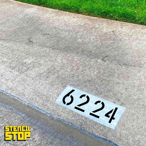Curb Stencil Kit for Address Painting – Includes All Numbers, 4-Inch Durable & Reusable Plastic Stencils for Sidewalks, Pavement, and Industrial U...