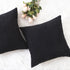 Home Brilliant Striped Corduroy Pillow Covers for Bed Set of 2 Supersoft Velvet Square Fall Decorative Pillow Cases, 18 x 18 inch, Black...