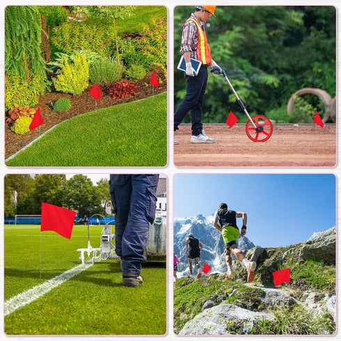 Marking Flags Marker Flags for Lawn 50 Pack, IKAYAS 4 * 5 * 15 Inch Red PVC Small Yard Flags Yard Marking Flags Lawn Flags, Garden Flags, Survey F...