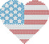Rhinestone Genie American Flag Heart 8"-Red, White & Blue Magnetic Rhinestone Template, Black...