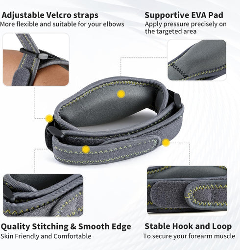CAMBIVO 2 Pack Tennis Elbow Brace for Men & Women, Elbow Pain Relief for Tendonitis, Tennis & Golfer's Elbow, Adjustable Elbow Strap with Compress...