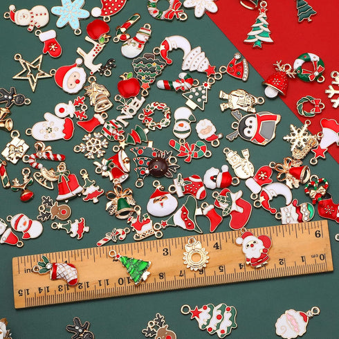 SANNIX 110Pcs Christmas Charms Gold Enamel Jewelry Making Charms Pendant for DIY Xmas Bracelet Necklace Earring Craft Supplies...