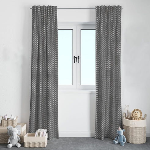 Bacati Playful Fox Curtain Panels in Multiple Prints (Arrows on Grey Background)...
