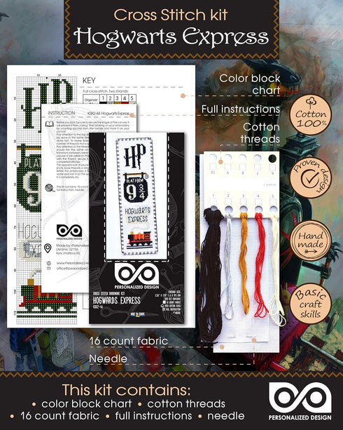 Personalized.Design Cross Stitch Kit 'Hgwrts Express: Platform 9¾ King's Cross Station' Bookmark...