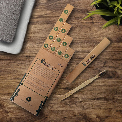 Bamboozled | Bamboo Toothbrush | Charcoal Infused BPA Free Medium Bristles | Organic & Sustainable | Biodegradable & Eco-Friendly | Set of 8 | The...