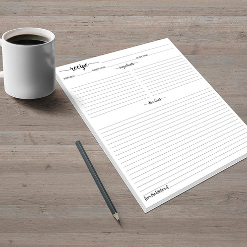 321Done Recipe Paper 8.5x11 White, 50-Pack, Made in USA, Full Page Blank Recipe Paper to Write in Your Own Recipes, Minimalist Letter Size Refill ...